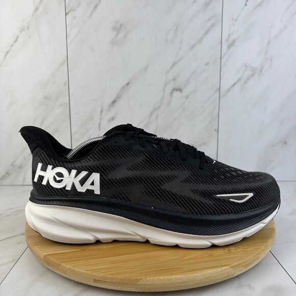 Hoka One One Clifton 9 Mens Size 12 Black Athletic Running Sneakers Shoe 1127895 - Picture 1 of 8